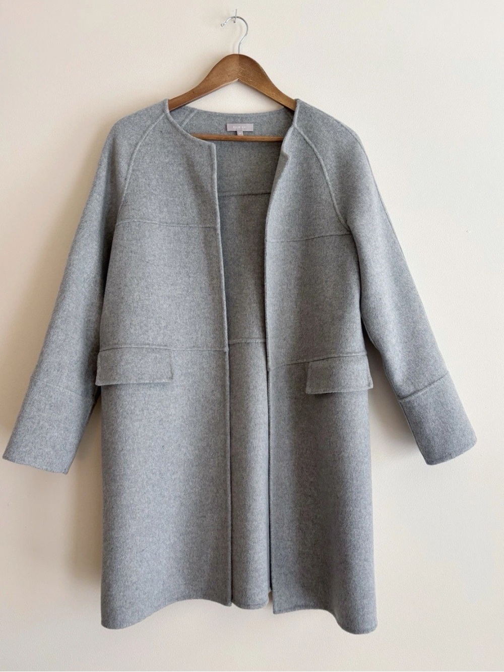 Ellie Kai Stone Grey Audrey Long Sleeve Wool Coat Medium Tailored Classic